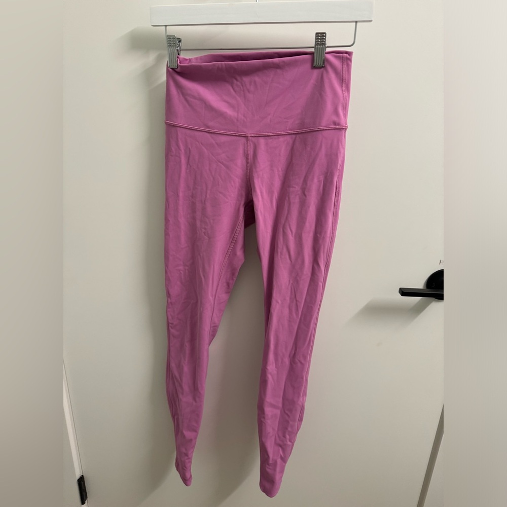 Pink lululemon leggings align double lined.